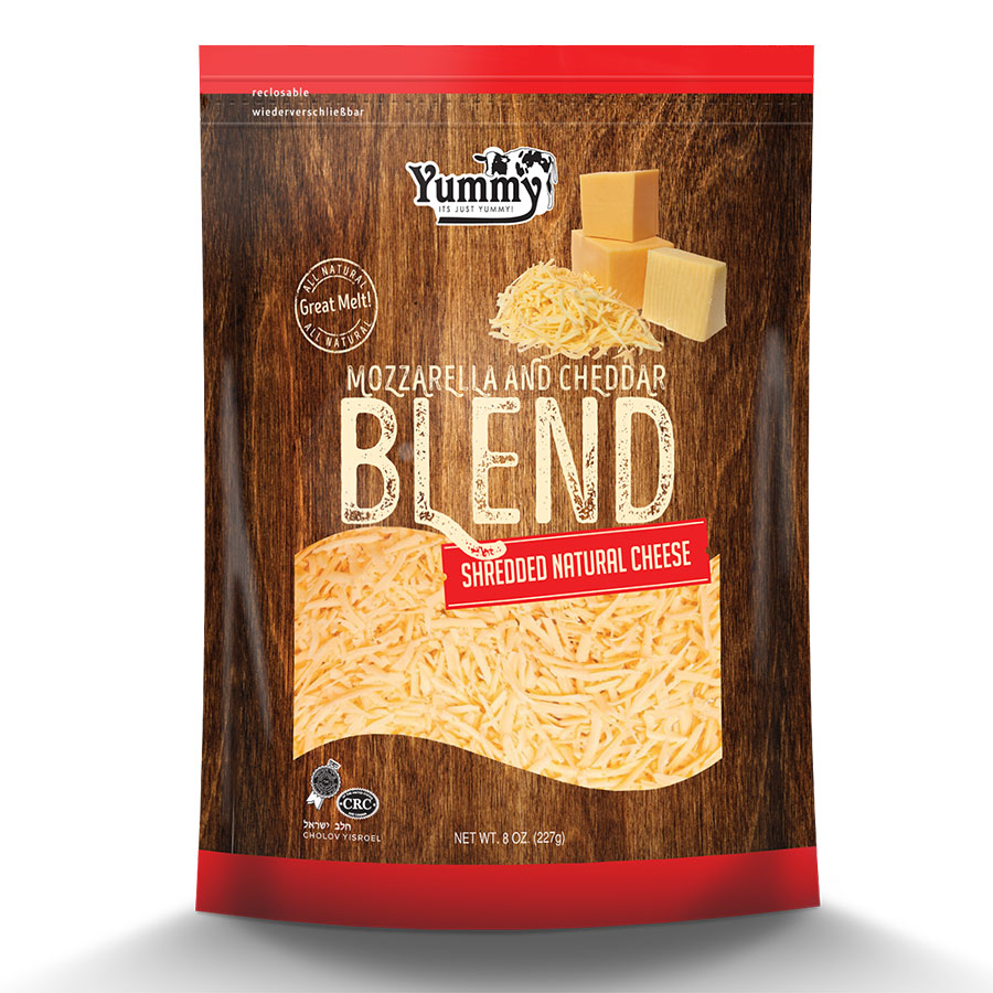 Shredded Mozzerella & Cheddar Cheese Blend 8 oz – Yummy Foods